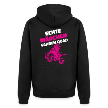 Quad Fahrerin Mädchen Frauen lustiges Quad Fahrer - Unisex Premium Bio Zip Hoodie - Schwarz - Hinten - Nico (187cm)