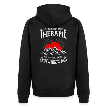 Wandern Schwarzwald Wanderer Berge - Unisex Premium Bio Zip Hoodie - Schwarz - Hinten - Nico (187cm)