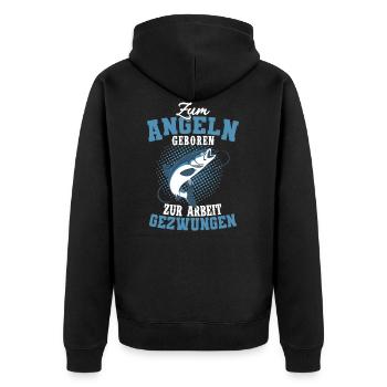 Zum Angeln Geboren Angler lustiger Spruch Fischer - Unisex Premium Bio Zip Hoodie - Schwarz - Hinten - Nico (187cm)