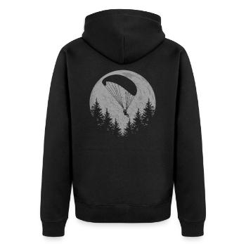 Gleitschirmfliegen Mond Paragliding - Unisex Premium Bio Zip Hoodie - Schwarz - Hinten - Nico (187cm)
