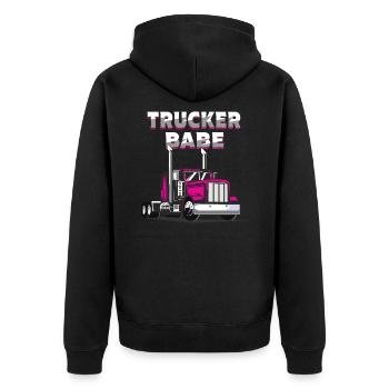 Trucker Babe LKW Fahrerin Truckerin Frauen - Unisex Premium Bio Zip Hoodie - Schwarz - Hinten - Nico (187cm)