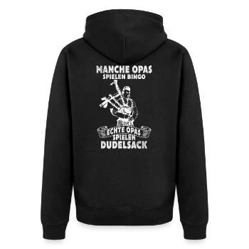 Dudelsack Opa Dudelsackspieler Schottland - Unisex Premium Bio Zip Hoodie - Schwarz - Hinten - Nico (187cm)