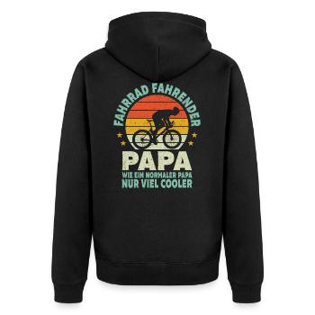 Fahrrad fahrender Papa Radfahrer Vater Vatertag - Unisex Premium Bio Zip Hoodie - Schwarz - Hinten - Nico (187cm)