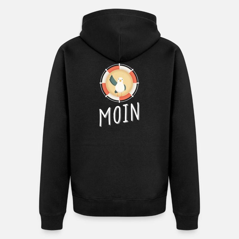 Moin Möwe - Unisex Premium Bio Zip Hoodie - Schwarz