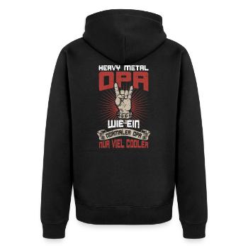 Heavy Metal Opa Spruch Rocker Großvater - Unisex Premium Bio Zip Hoodie - Schwarz - Hinten - Nico (187cm)