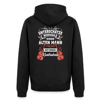 Kontrabass Bassist Streichinstrumente - Unisex Premium Bio Zip Hoodie - Schwarz - Hinten - Nico (187cm)