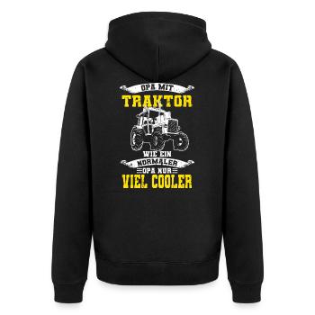 Opa Mit Traktor Landwirt Bauer Geschenk - Unisex Premium Bio Zip Hoodie - Schwarz - Hinten - Nico (187cm)