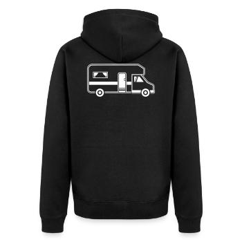 Wohnmobil - Unisex Premium Bio Zip Hoodie - Schwarz - Hinten - Nico (187cm)