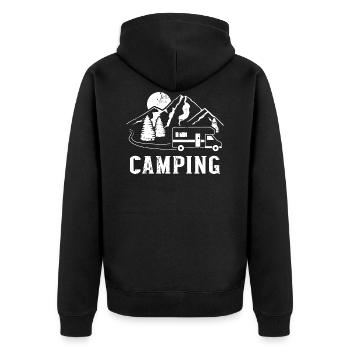 Wohnmobil - Unisex Premium Bio Zip Hoodie - Schwarz - Hinten - Nico (187cm)