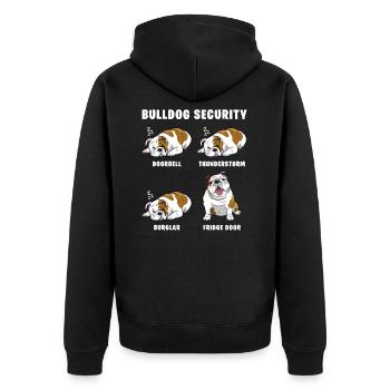Bulldogge Sicherheit - Unisex Premium Bio Zip Hoodie - Schwarz - Hinten - Nico (187cm)