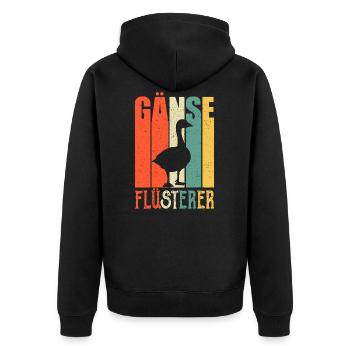 Gänse Flüsterer Landwirt Bauer Bauernhof - Unisex Premium Bio Zip Hoodie - Schwarz - Hinten - Nico (187cm)