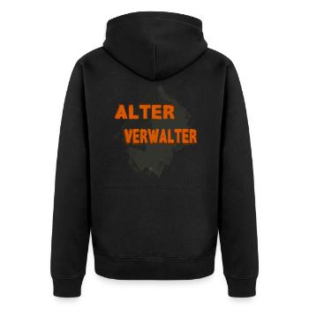 Alter Verwalter witziges und lustiges Shirt - Unisex Premium Bio Zip Hoodie - Schwarz - Hinten - Nico (187cm)