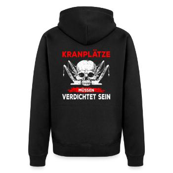 Kranführer Beruf Kranfahrer Kran Spruch lustig - Unisex Premium Bio Zip Hoodie - Schwarz - Hinten - Nico (187cm)
