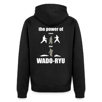 Wado-Ryu, Chemin de l’Ami - Karaté T Shirt - Veste à capuche bio Premium Unisexe - noir - Dos - Nico (187cm)
