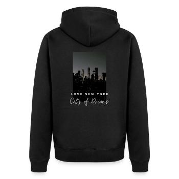 Love New York- Ville des rêves pour les fans américains - Veste à capuche bio Premium Unisexe - noir - Dos - Nico (187cm)