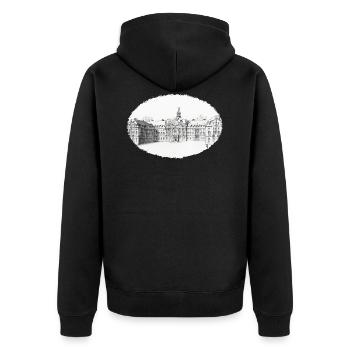 Munster Castle - Unisex Premium Organic Zip Hoodie - black - Back - Nico (187cm)