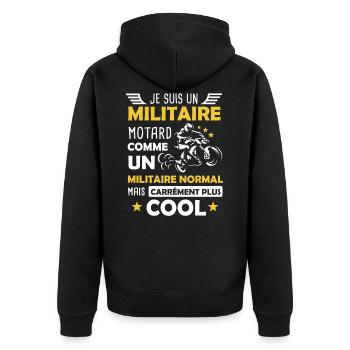 Militaire motard armée moto cadeau drôle - Veste à capuche bio Premium Unisexe - noir - Dos - Nico (187cm)