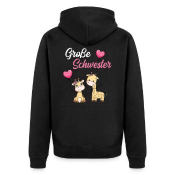 Große Schwester 2021 Giraffen süße Geschenkidee - Unisex Premium Bio Zip Hoodie - Schwarz - Hinten - Nico (187cm)