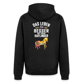 Haflinger Pferd Pferdeliebhaber Reiterin Geschenk - Unisex Premium Bio Zip Hoodie - Schwarz - Hinten - Nico (187cm)