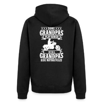 Biker Grandpa Motorcycle Fathers Day Funny Gift - Unisex Premium Organic Zip Hoodie - black - Back - Nico (187cm)