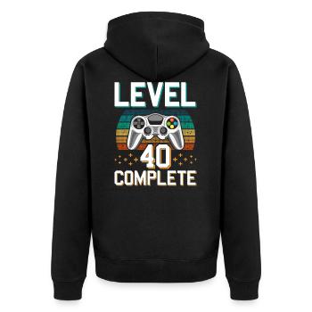Level 40 Complete 40 Jahre Gamer Zocker Männer - Unisex Premium Bio Zip Hoodie - Schwarz - Hinten - Nico (187cm)