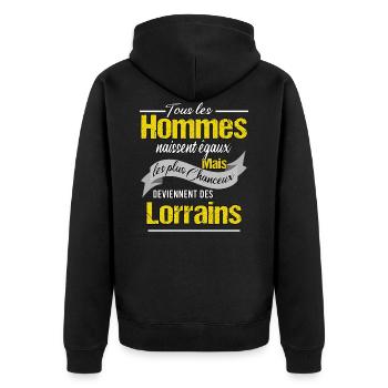 Lorrain de Lorraine cadeau humour - Veste à capuche bio Premium Unisexe - noir - Dos - Nico (187cm)