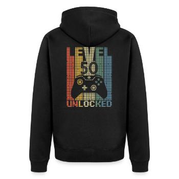 Niveau 50 Débloqué Gamer Gamer 50 ans - Veste à capuche bio Premium Unisexe - noir - Dos - Nico (187cm)
