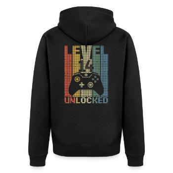 Level 14 Unlocked Gamer 14 years old gamer - Unisex Premium Organic Zip Hoodie - black - Back - Nico (187cm)