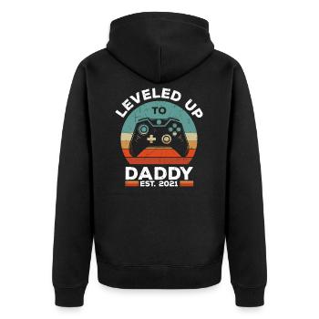 Papa 2021 Gamer Vaterschaft Geschenk - Unisex Premium Bio Zip Hoodie - Schwarz - Hinten - Nico (187cm)