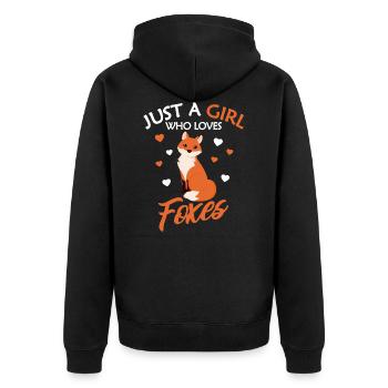 Fuchs Mädchen lustiger Spruch Geschenk - Unisex Premium Bio Zip Hoodie - Schwarz - Hinten - Nico (187cm)