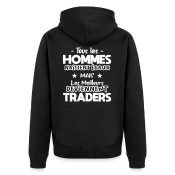 Trader - Veste à capuche bio Premium Unisexe - noir - Dos - Nico (187cm)
