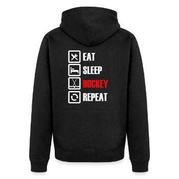 Eat Sleep HOCKEY Répéter Joueur de hockey - Veste à capuche bio Premium Unisexe - noir - Dos - Nico (187cm)