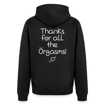Thanks for all the orgasams Valentine's day - Unisex Premium Bio Zip Hoodie - Schwarz - Hinten - Nico (187cm)