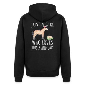 Juste une fille qui aime les chevaux et les chats - Veste à capuche bio Premium Unisexe - noir - Dos - Nico (187cm)