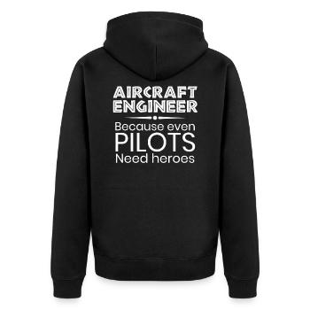 Gift for Aircraft Engineer National Aviation Day - Unisex Premium Organic Zip Hoodie - black - Back - Nico (187cm)