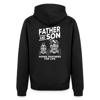 Father and son dad quad riders ATV - Unisex Premium Organic Zip Hoodie - black - Back - Nico (187cm)