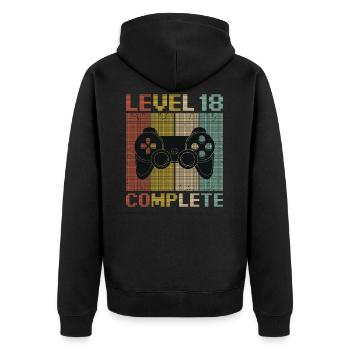 Level 18 Complete Gamer Gamer 18 years - Unisex Premium Organic Zip Hoodie - black - Back - Nico (187cm)
