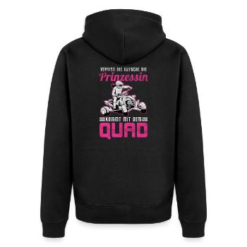 Quadfahrerin Quad Bikerin ATV Quad Quadtour Hobby - Unisex Premium Bio Zip Hoodie - Schwarz - Hinten - Nico (187cm)