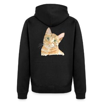 rote Katze - Unisex Premium Bio Zip Hoodie - Schwarz - Hinten - Nico (187cm)