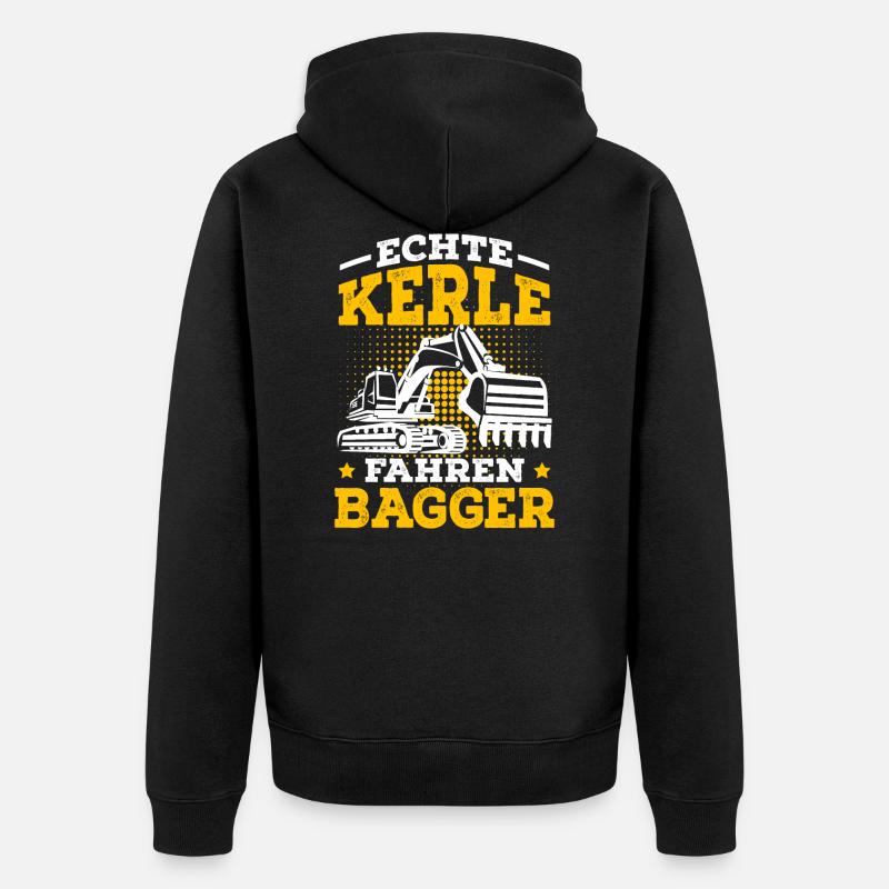 Bagger Spruch Bauarbeiter Baggerfahrer - Unisex Premium Bio Zip Hoodie - Schwarz