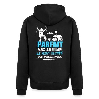 Mont Olympe cadeau drôle alpiniste - Veste à capuche bio Premium Unisexe - noir - Dos - Nico (187cm)