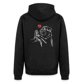 Mops Liebe Frauen Mädchen Geschenk - Unisex Premium Bio Zip Hoodie - Schwarz - Hinten - Nico (187cm)