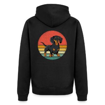 Dachshund Vintage Dachshund Retro Dog Owner - Unisex Premium Organic Zip Hoodie - black - Back - Nico (187cm)