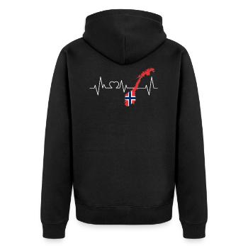 Cadeau d'amour de drapeau de battement de coeur de Norvège - Veste à capuche bio Premium Unisexe - noir - Dos - Nico (187cm)