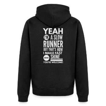 Yeah I'm A Slow Runner - Running Lover Runner - Unisex Premium Organic Zip Hoodie - black - Back - Nico (187cm)