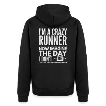 I'm A Crazy Runner - Running Lover Run - Unisex Premium Organic Zip Hoodie - black - Back - Nico (187cm)