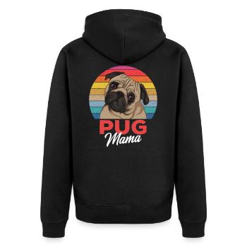 Mops Mama Hundehalterin Geschenkidee - Unisex Premium Bio Zip Hoodie - Schwarz - Hinten - Nico (187cm)