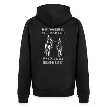 Reiten Mutter und Tochter Spruch Geschenk - Unisex Premium Bio Zip Hoodie - Schwarz - Hinten - Nico (187cm)