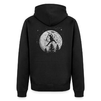 Scooter Stunt Tretroller Geschenk - Unisex Premium Bio Zip Hoodie - Schwarz - Hinten - Nico (187cm)
