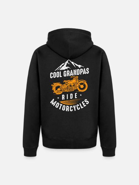 Cool Grandpas Ride Motorcycles - Unisex Premium Organic Zip Hoodie - black